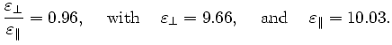 $\displaystyle \frac{\varepsilon_\perp}{\varepsilon_\parallel }=0.96,\hspace{0.5...
...=9.66,\hspace{0.5cm} \mathrm{and}\hspace{0.5cm}\varepsilon _{\parallel }=10.03.$