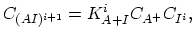 $\displaystyle C_{(AI)^{i+1}}=K_{A+I}^i C_{A^{+}}C_{I^{i}},$
