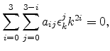 $\displaystyle \sum_{i=0}^{3} \sum_{j=0}^{3-i} a_{ij} \epsilon _{k}^{j} k^{2i} = 0,$