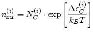 $\displaystyle n_\ensuremath{{\mathrm{str}}}^{(i)} = N_C^{(i)} \cdot\exp \left[\frac{\Delta{\epsilon _C^{(i)}} }{ k_{B}T }\right]$