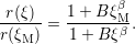  r(ξ)    1 + BξβM
r(ξ-)-= 1-+-B-ξβ .
  M
                                                                     

                                                                     
