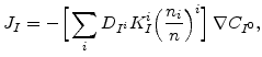 $\displaystyle J_I=-\Big[\sum_{i} D_{I^i} K_{I}^i \Big(\frac{n_i}{n}\Big)^{i}\Big]  \nabla C_{I^0},$