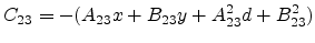 $\displaystyle C_{23}=-(A_{23} x +B_{23} y + A^2_{23} d + B^2_{23})$