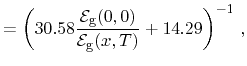 $\displaystyle = \left( 30.58 \frac{\ensuremath{\ensuremath{\mathcal{E}}_{\ensur...
...cal{E}}_{\ensuremath{\mathrm{g}}}}(x,\ensuremath{T})} + 14.29 \right) ^{-1} \,,$