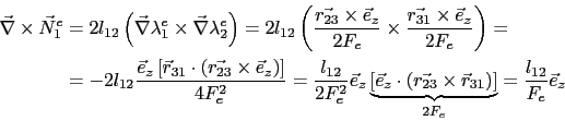 \begin{displaymath}\begin{split}\vec{\nabla}\times\vec{N}^e_1 & = 2l_{12} \left(...
...right)\right]}_{2F_e} = \frac{l_{12}}{F_e}\vec{e}_z \end{split}\end{displaymath}