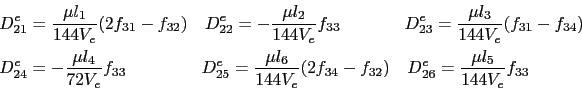 \begin{displaymath}\begin{split}D^e_{21} & = \frac{\mu{}l_1}{144V_e}(2f_{31} - f...
...{32})   D^e_{26} = \frac{\mu{}l_5}{144V_e}f_{33} \end{split}\end{displaymath}