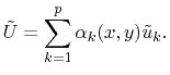 $\displaystyle \tilde{U}=\sum_{k=1}^{p}\alpha_{k}(x,y)\tilde{u}_{k}.$