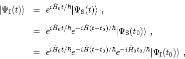 \begin{displaymath}\begin{array}{ll} \displaystyle \vert\Psi_\mathrm{I}(t)\rangl...
..._{0}t_0/\hbar} \vert\Psi_\mathrm{I}(t_0)\rangle \ , \end{array}\end{displaymath}