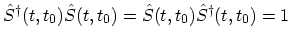 $ \hat{S}^\dagger(t,t_{0})\hat{S}(t,t_{0}) =
\hat{S}(t,t_{0})\hat{S}^\dagger(t,t_{0}) = 1$