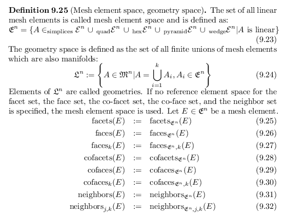 \begin{defn}
% latex2html id marker 18767
[Mesh element space, geometry space]
T...
...&:=& \operatorname{neighbors}_{{\mathfrak{E}}^n,j,k}(E)
\end{eqnarray}\end{defn}