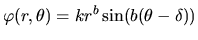$\displaystyle \varphi(r,\theta)=k r^b \sin(b(\theta-\delta))$