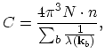 $\displaystyle C=\frac{4\pi^{3}N\cdot n}{\sum_{b}\frac{1}{\lambda(\vec{k}_b)}},$