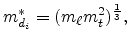 $\displaystyle m_{d_i}^\ast = (m_\ell{} m_t^2 )^\frac{1}{3},$