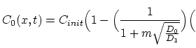 $\displaystyle C_0(x,t) = C_{init} \Bigl ( 1- \Bigl ( \frac{1}{1+m\sqrt{\frac{D_0}{D_1}}}\Bigr)\Bigl ($