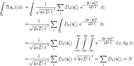 \begin{gather*}\begin{split}\int\limits_\mathcal{R} \widetilde{c}({\mathrm{\bf x...
...pi D   t}^{\;3} = \sum_i D_0 ({\mathrm{\bf x}}_i') = N \end{split}\end{gather*}