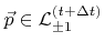 $ {\vec{p}}\in{\mathcal{L}}^{({t}+\Delta{t})}_{\pm1}$