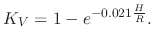 $\displaystyle K_V=1-e^{-0.021\frac{H}{R}}.$