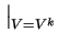 $ \left.\vphantom{ \frac{{\mathrm{d}} I}{{\mathrm{d}} V} }\right\vert _{V=V^{k}}^{}$