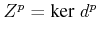 $ Z^p = {\ensuremath{\textnormal{ker} \; {d^p}}}$