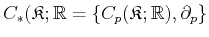 $ C_{*}({\ensuremath{\mathfrak{K}}}; \mathbb{R} =
\{C_p({\ensuremath{\mathfrak{K}}};\mathbb{R}), \partial_p\}$