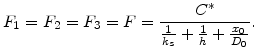 $\displaystyle F_1=F_2=F_3=F=\frac{C^*}{\frac{1}{k_s}+\frac{1}{h}+\frac{x_0}{D_0}}.$