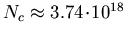 $N_{c}\approx 3.74\!\cdot\!10^{18}$