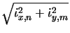 $ \sqrt{\dot{\iota}^2_{x,n}+\dot{\iota}^2_{y,m}}$