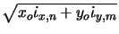 $ \sqrt{x_o\dot{\iota}_{x,n}+y_o\dot{\iota}_{y,m}}$