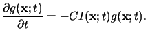 $\displaystyle \frac{\partial g(\mathbf{x};t)}{\partial t} = -C I(\mathbf{x};t)g(\mathbf{x};t).$