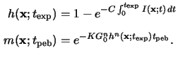 $\displaystyle \begin{aligned}h(\mathbf{x};t_{\mathrm{exp}}) &= 1-e^{-C\int_0^{t...
... &= e^{-K G_0^n h^n(\mathbf{x};t_{\mathrm{exp}})t_{\mathrm{peb}}}.\end{aligned}$