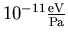 $10^{-11}\frac{\mathrm{eV}}{\mathrm{Pa}}$