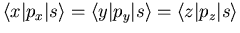 $\langle x\vert p_x\vert s\rangle = \langle y\vert p_y\vert s\rangle = \langle z\vert p_z\vert s\rangle$