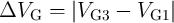 ΔV     = |V    -  V   |
    G       G3     G1 