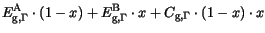 $\displaystyle E_{\mathrm{g,\Gamma}}^\mathrm {A}\cdot\left(1-x\right) + E_{\mathrm{g,\Gamma}}^\mathrm {B}
\cdot x+C_\mathrm {g,\Gamma}\cdot(1-x)\cdot x$