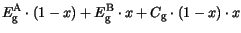 $\displaystyle E_{\mathrm{g}}^\mathrm {A}\cdot\left(1-x\right) + E_{\mathrm{g}}^\mathrm {B}
\cdot x+C_\mathrm {g}\cdot(1-x)\cdot x$