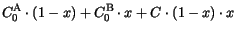 $\displaystyle C_{0}^\mathrm {A}\cdot(1-x) + C_{0}^\mathrm {B}\cdot x
+ C\cdot(1-x)\cdot x$