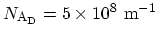 $ N_\mathrm{A_D}= 5\times 10^{8}~\mathrm{m^{-1}}$