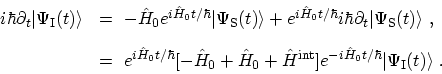 \begin{displaymath}\begin{array}{ll} \displaystyle i\hbar\partial_t \vert\Psi_\m...
...at{H}_{0}t/\hbar}\vert\Psi_\mathrm{I}(t)\rangle \ . \end{array}\end{displaymath}