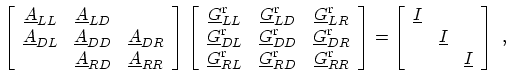$\displaystyle \left[ \begin{array}{ccc} \ensuremath{{\underline{A}}}_{LL} & \en...
...{{\underline{I}}} & \\ & & \ensuremath{{\underline{I}}} \end{array} \right] \ ,$