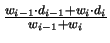 $ {\frac{w_{i - 1}\cdot d_{i - 1} + w_{i}\cdot d_{i}}{w_{i - 1} + w_{i}}}$