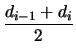 $\displaystyle {\frac{d_{i - 1} + d_{i}}{2}}$