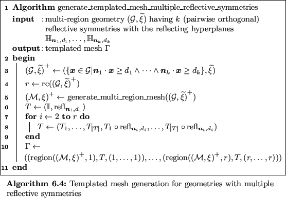 \begin{algorithm}
% latex2html id marker 12628
{\textbf{Algorithm} $\operatornam...
...generation for geometries with multiple reflective symmetries
}
\end{algorithm}
