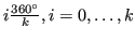 $ i\frac{360\degree}{k}, i = 0, \dots, k$