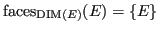 $ {\operatorname{faces}}_{{\operatorname{DIM}}(E)}(E) = \left\{E\right\}$