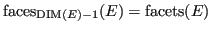 $ {\operatorname{faces}}_{{\operatorname{DIM}}(E)-1}(E) = {\operatorname{facets}}(E)$