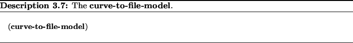 \begin{Modeldesc}
% latex2html id marker 2860
\caption{
The \textbf{curve-to-fil...
...f{curve-to-file-model})\end{tabbing}\end{minipage}\end{flushleft}\end{Modeldesc}