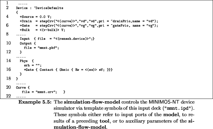 \begin{Example}
% latex2html id marker 5488\centering\scriptsize
\begin{minipa...
...xiliary
parameters of the \textbf{si\-mu\-la\-tion-flow-model}{}.}
\end{Example}