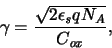 \begin{displaymath}
\gamma = \frac{\sqrt{2\ensuremath{\epsilon _{\mathit{s}}}\xs...
...{\mathit{A}}}\xspace }}{\ensuremath{C_{\mathit{ox}}}\xspace }
,\end{displaymath}