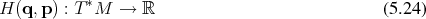 H (q,p ) : T∗M →  ℝ                             (5.24) 