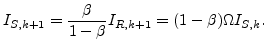 $\displaystyle I_{S,k+1}=\frac{\beta}{1-\beta}I_{R,k+1}=(1-\beta)\Omega I_{S,k}.$